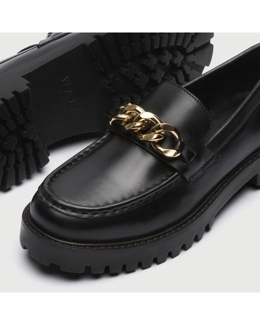 Walk London Black Clara Leather Loafers