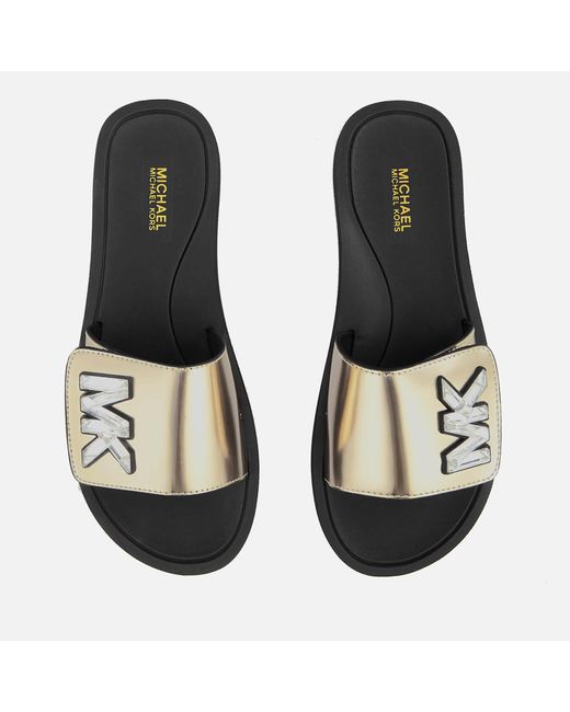 MICHAEL Michael Kors Metallic Mk Slide Sandals