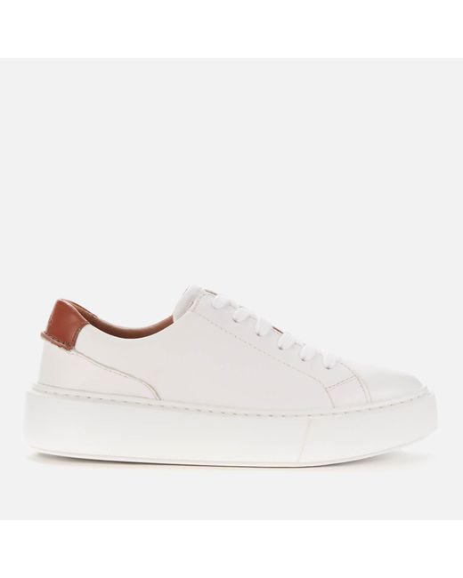 Clarks White Hero Lite Lace Leather Flatform Trainers