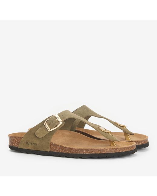 Barbour Brown Margate Suede Toe Post Sandals