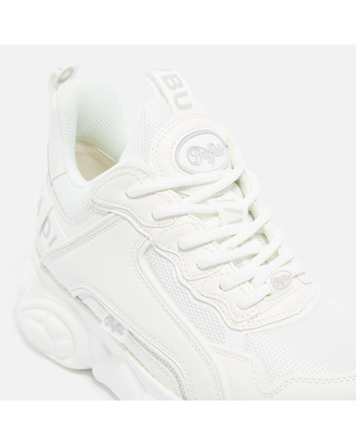Buffalo White Cld Chai Faux Leather Trainers