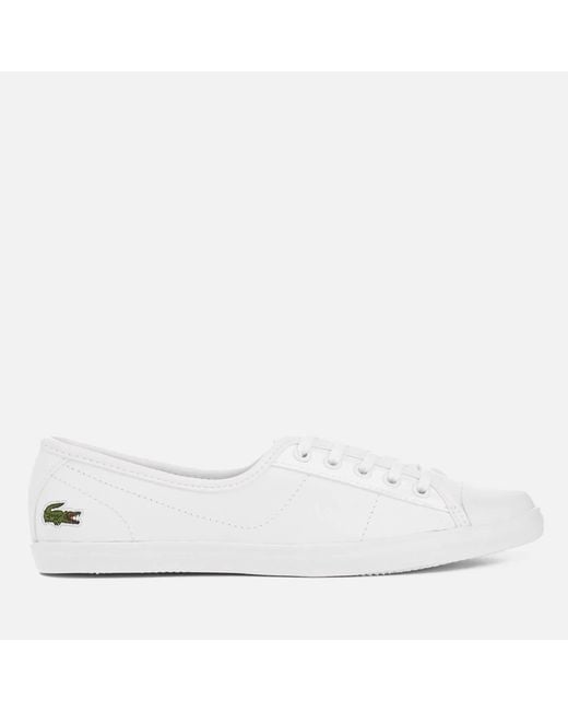 Lacoste White Women's Ziane Leather Chunky Pumps