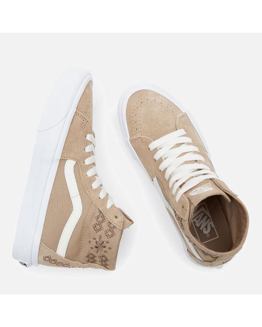 Vans Natural Sk8-hi Tapered Canvas And Suede Trainers