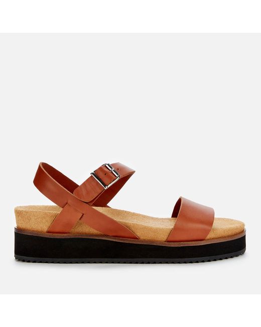 Whistles Leather Nola Footbed Sandals in Tan (Brown) - Lyst