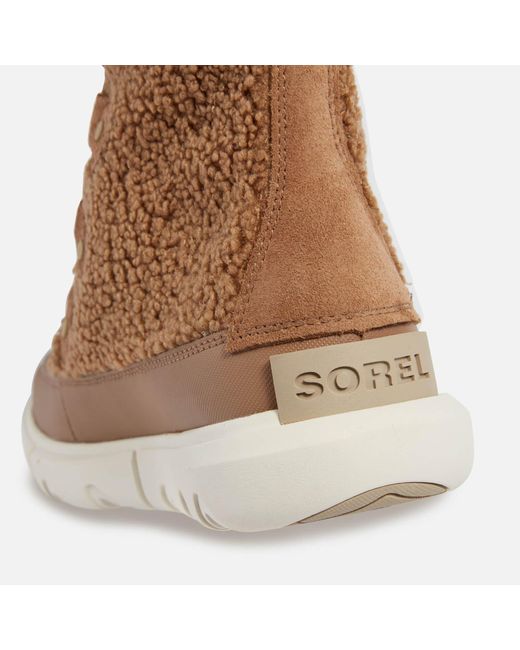Sorel Brown Explorer Ii Joan Faux Shearling And Leather Boots