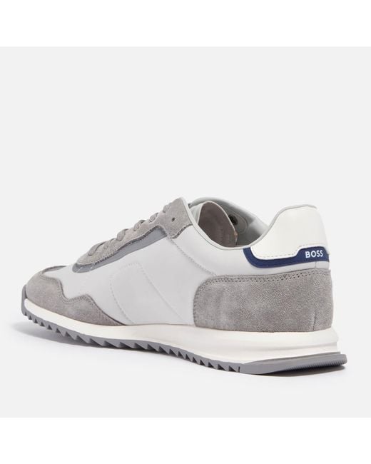 Boss Gray Zayn Faux Suede And Shell Trainers for men