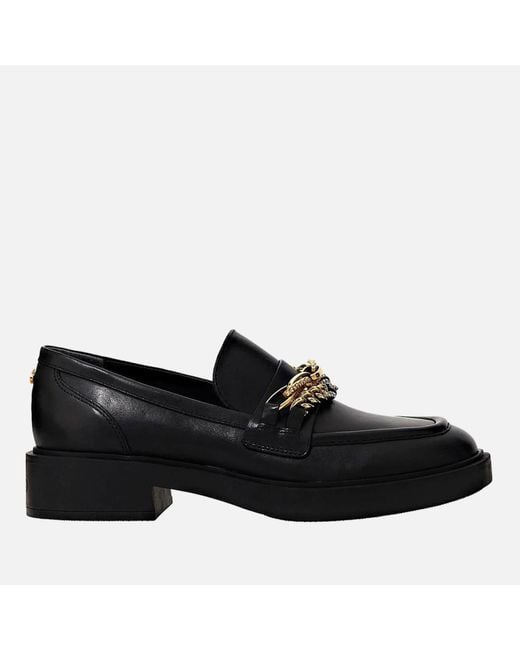 Guess Black Kabela Chain-embellished Leather Loafers