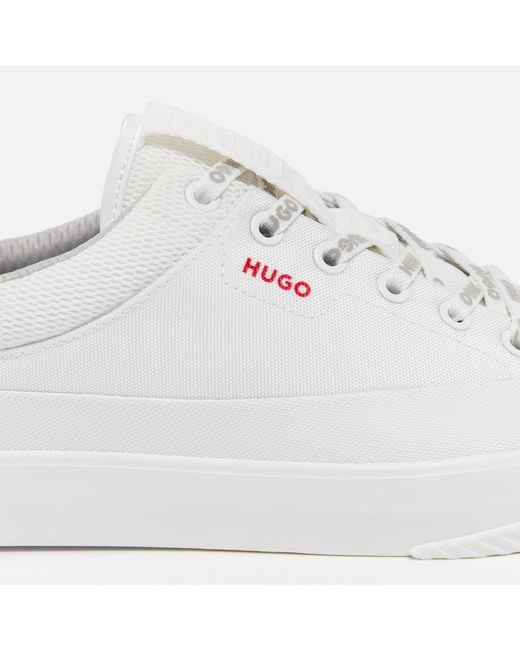 HUGO White Dyer Canvas And Mesh Tennis Trainers for men