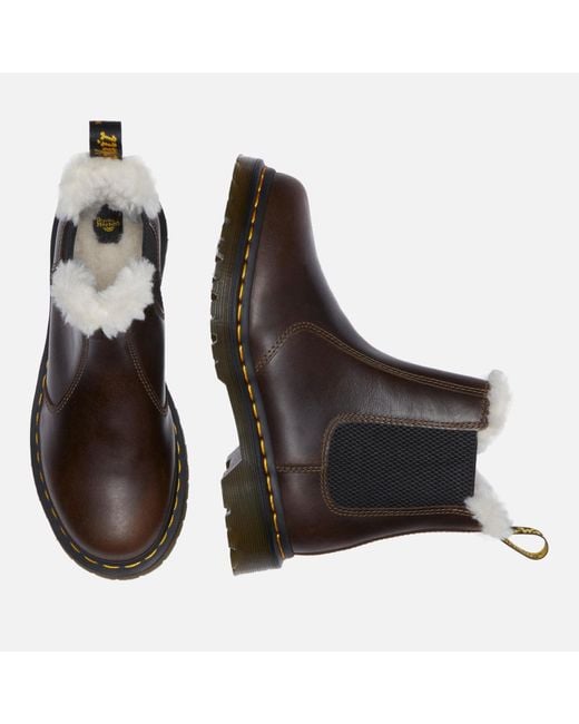 Dr. Martens Brown 2976 Leonore Faux Fur-Lined Leather Boots