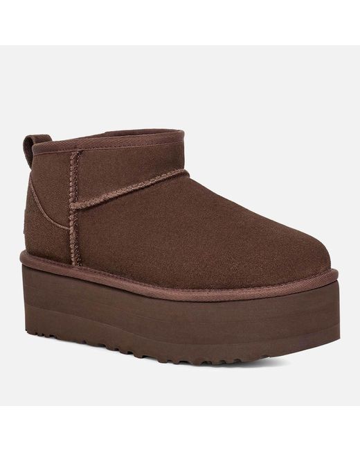 Ugg Brown Classic Ultra Mini Platform Suede Boots