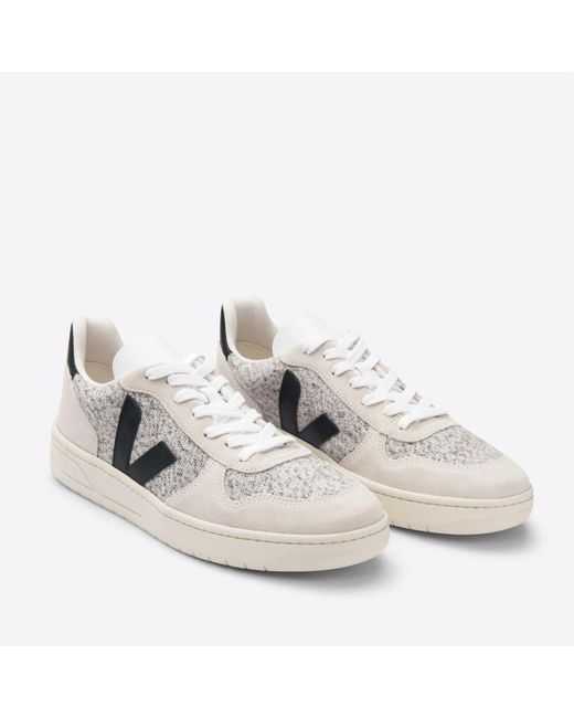 Veja V-10 Suede And Flannel Trainers in White | Lyst UK