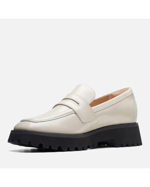Clarks White Stayso Edge Leather Loafers