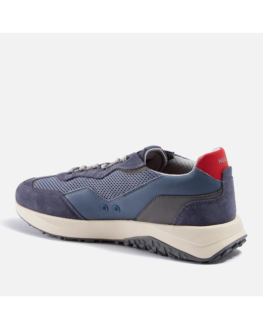 HUGO Blue Kane Runn Mesh And Faux Leather Trainers for men