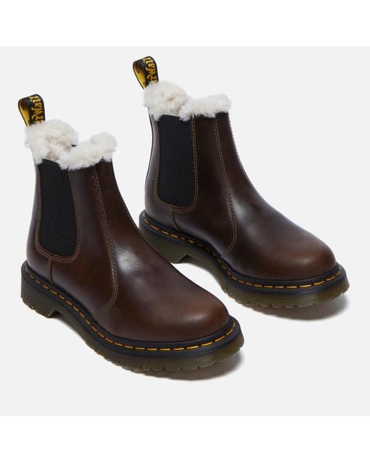 Dr. Martens Brown 2976 Leonore Faux Fur-Lined Leather Boots