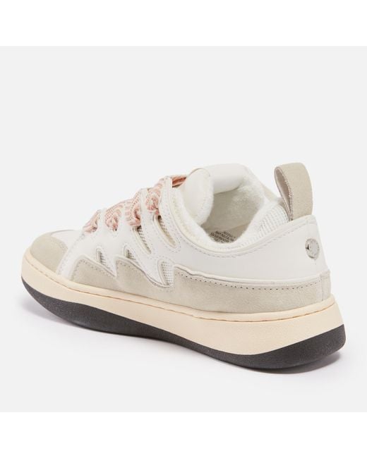 Steve Madden White Roaring Cupsole Faux Suede And Mesh Trainers