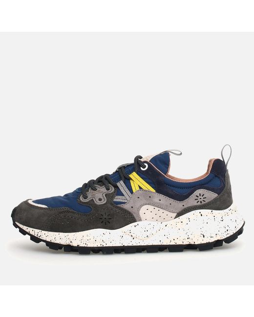 Flower Mountain Blue Yamano 3 Suede And Shell Trainers for men