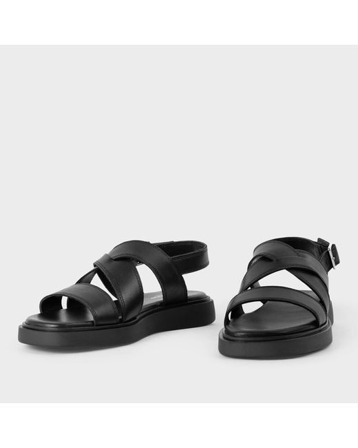 Vagabond Black Connie Leather Flatform Sandals
