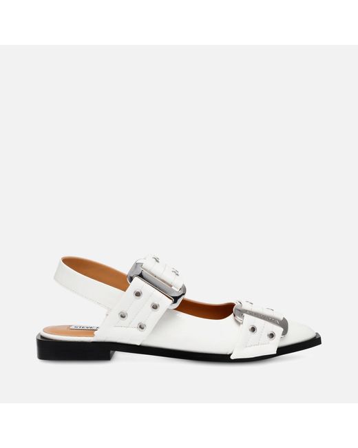 Steve Madden White Grand Ave Faux Patent Leather Flats
