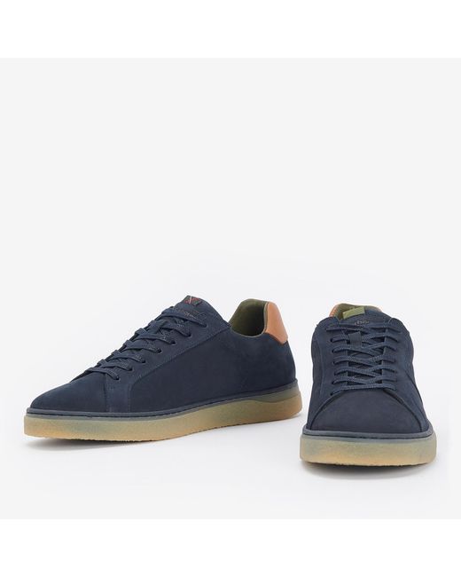 Barbour Blue Reflect Leather Trainers for men