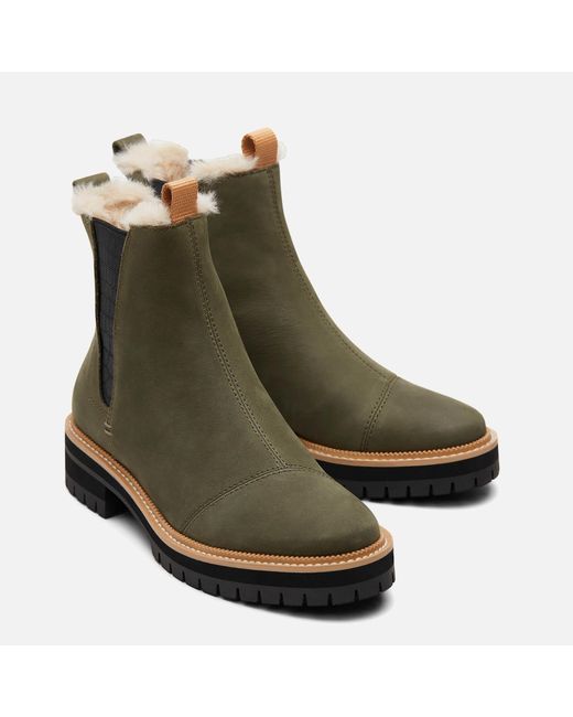 TOMS Green Dakota Water Resistant Leather Chelsea Boots
