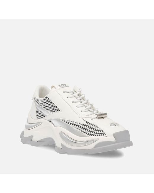 Steve Madden White Zoomz Mesh And Faux Leather-blend Trainers