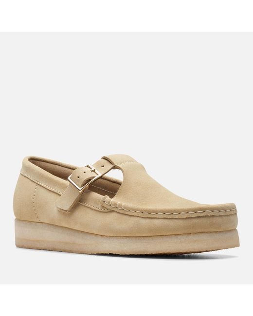 Clarks Natural T-bar Wallabee Suede Shoes