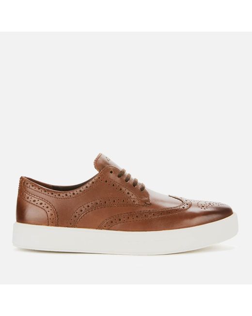 Clarks Brown Hero Limit Leather Brogue Trainers for men