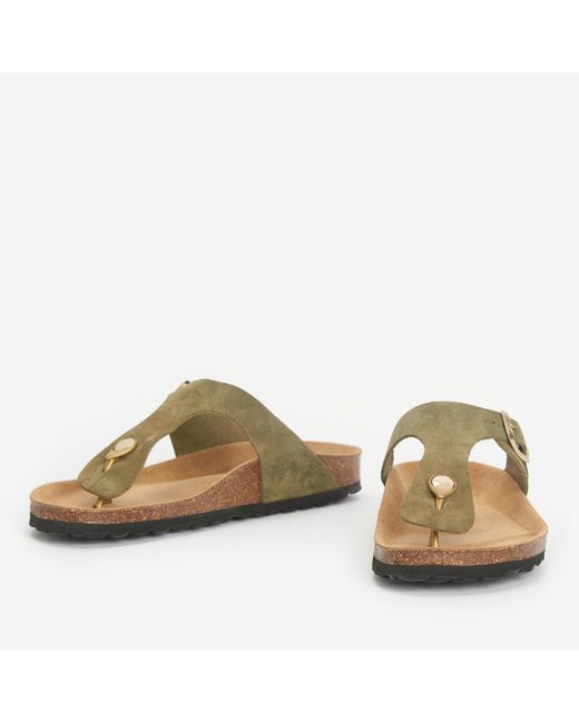 Barbour Brown Margate Suede Toe Post Sandals