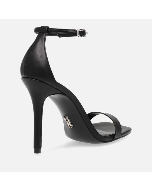 Steve Madden Black Uphill Faux Leather Heeled Sandals