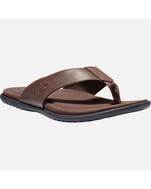 Timberland Brown Kesler Cove Leather Toe Post Sandals for men