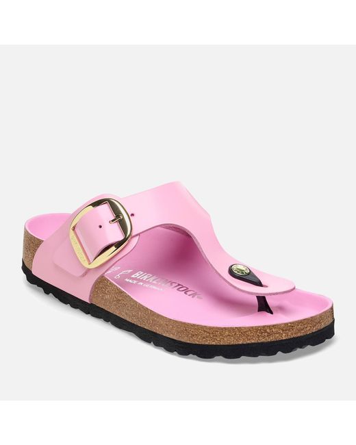 Birkenstock Pink Gizeh Big Buckle Patent-leather Sandals