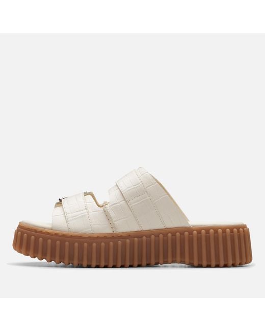 Clarks White Torhill Cros-effect Leather Sandals