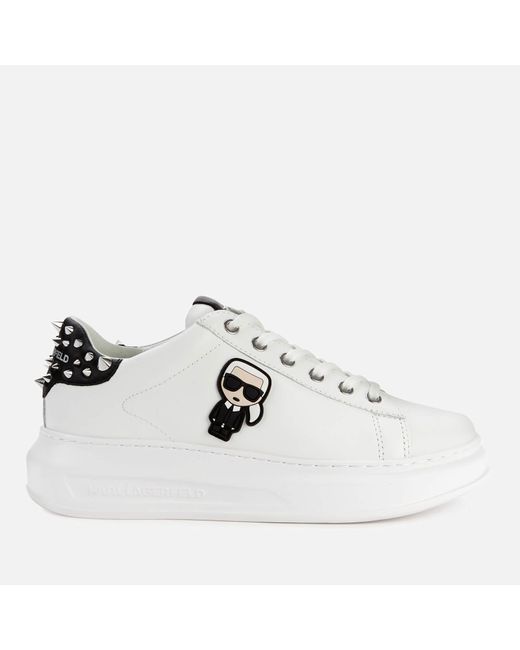 karl lagerfeld exclusive leather flatform trainers in white croc