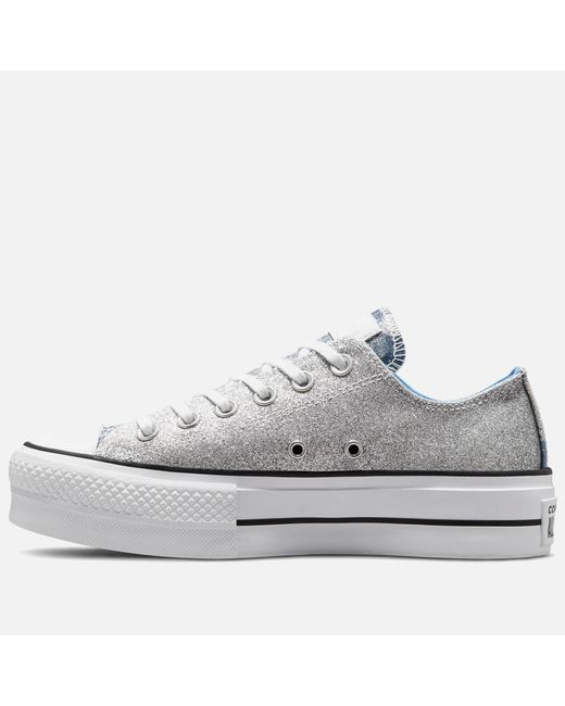 Converse Canvas Chuck Taylor All Star Hybrid Shine Lift Ox Trainers in  Silver (Metallic) | Lyst UK