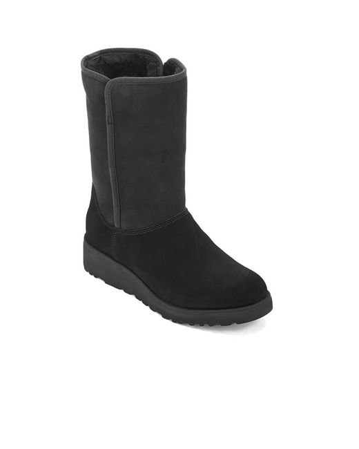 UGG Suede Amie Classic Slim Sheepskin Boots in Black | Lyst