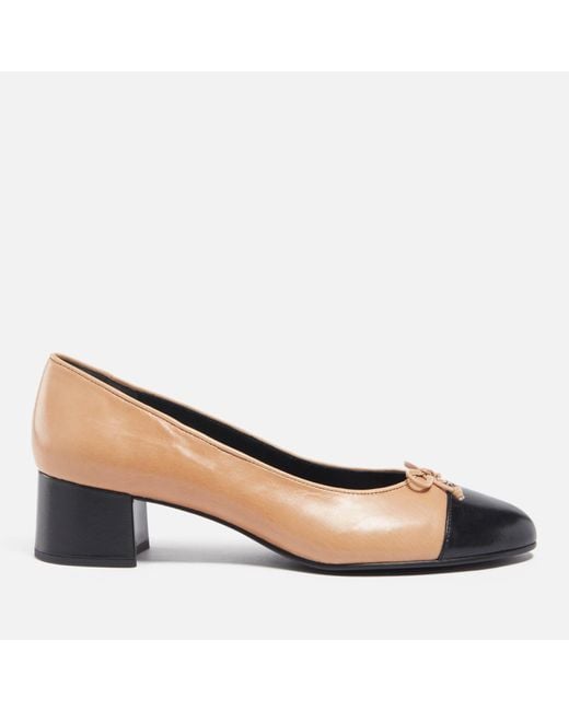 Tory Burch Brown Two-tone Leather Heeled Pumps