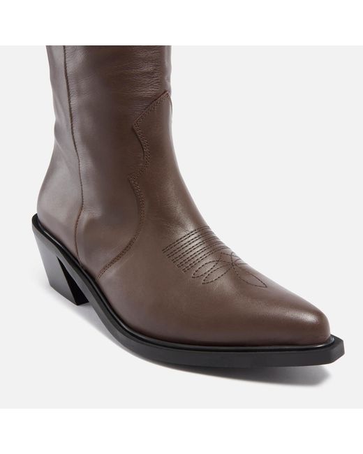 Alohas Brown Mount Leather Knee High Western Boots
