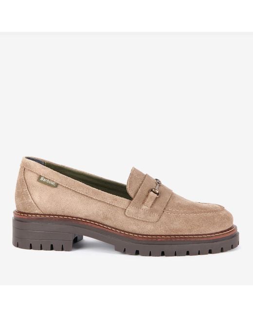 Barbour Natural Brooke Stitched Suede Loafers