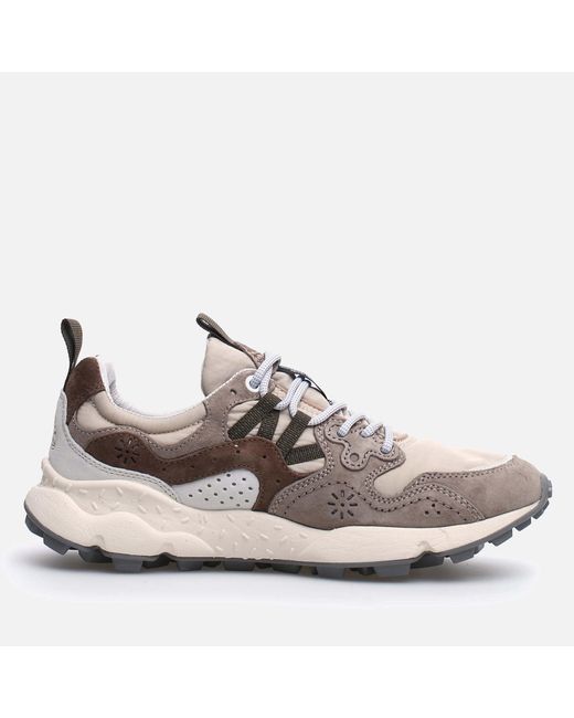 Flower Mountain Gray Unisex Yamano 3 Suede And Shell Trainers