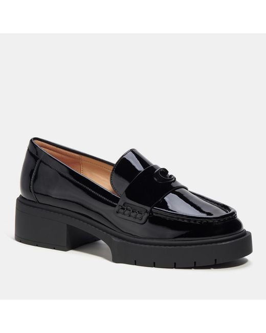 COACH Black Leah Patent Leather Loafers