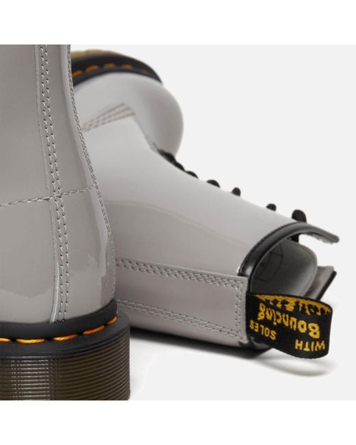 Dr. Martens Gray 1460 Patent Lamper Leather 8-eye Boots