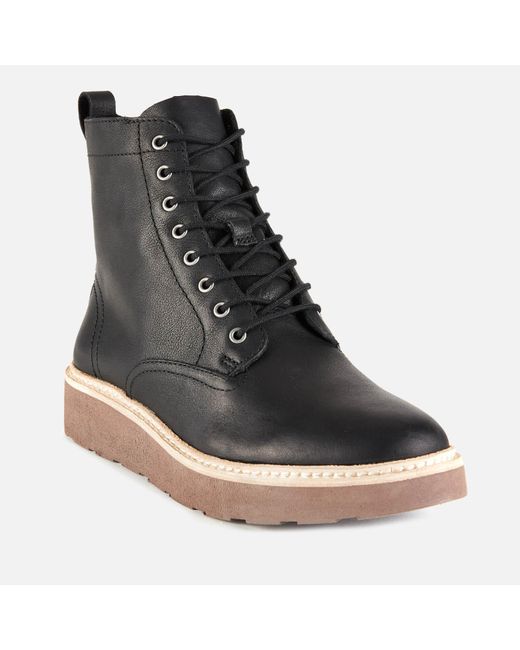 Clarks Trace Pine Leather Lace Up Boots in Black | Lyst Canada