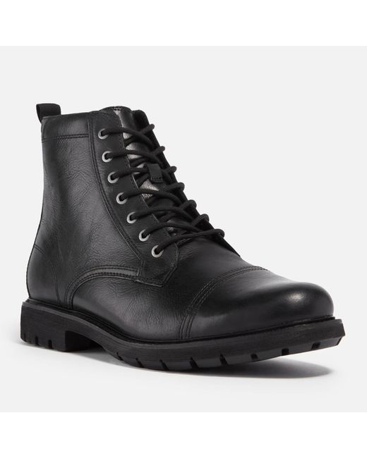Clarks Black Batcombe Cap Leather Boots for men