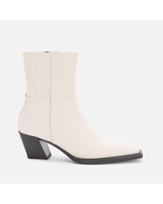 Vagabond Alina Leather Heeled Boots in White | Lyst