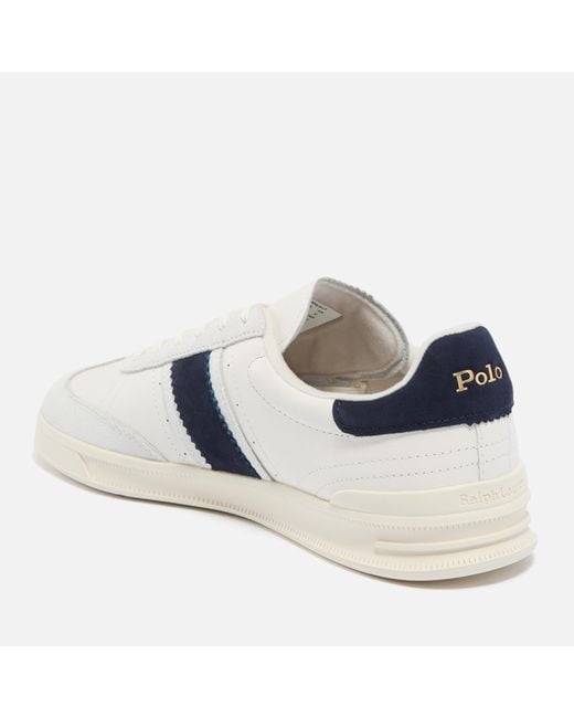 Polo Ralph Lauren Blue Heritage Area Leather And Suede Trainers for men
