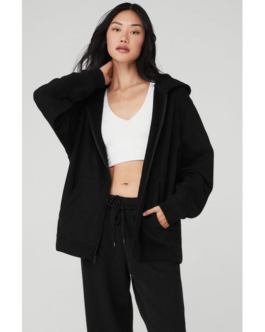 Alo Yoga Alo Yoga Renown Heavy Weight Full Zip Hoodie in Black Lyst