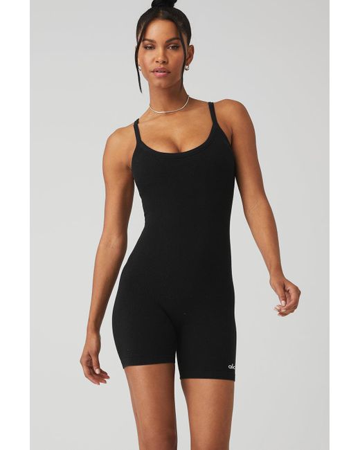 Alo Yoga Alo Yoga Seamless Ribbed Mellow Onesie in Black Lyst