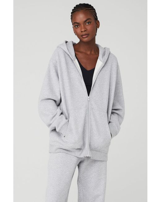 Alo Yoga Alo Yoga Renown Heavy Weight Full Zip Hoodie in Gray Lyst