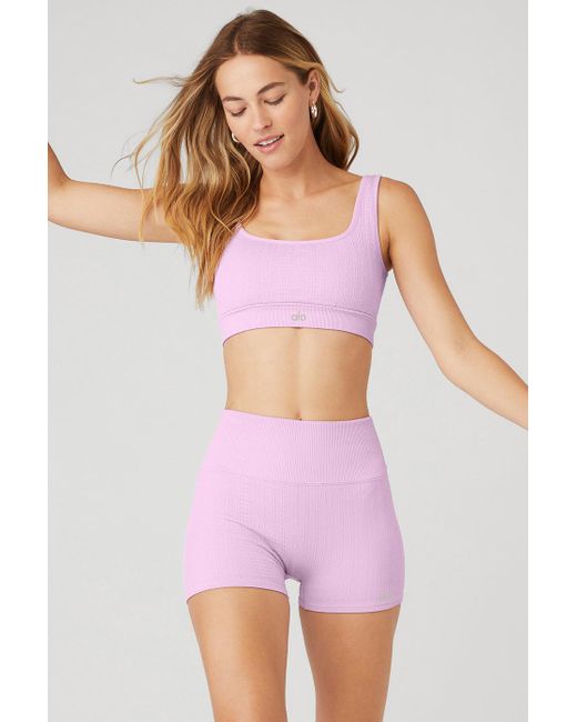 Alo Yoga Seamless Cable Knit Bra in Pink Lyst