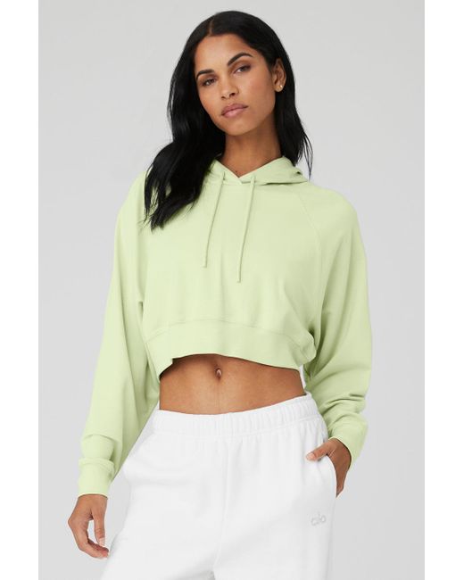 Alo Yoga Cropped Double Take Hoodie in Green | Lyst